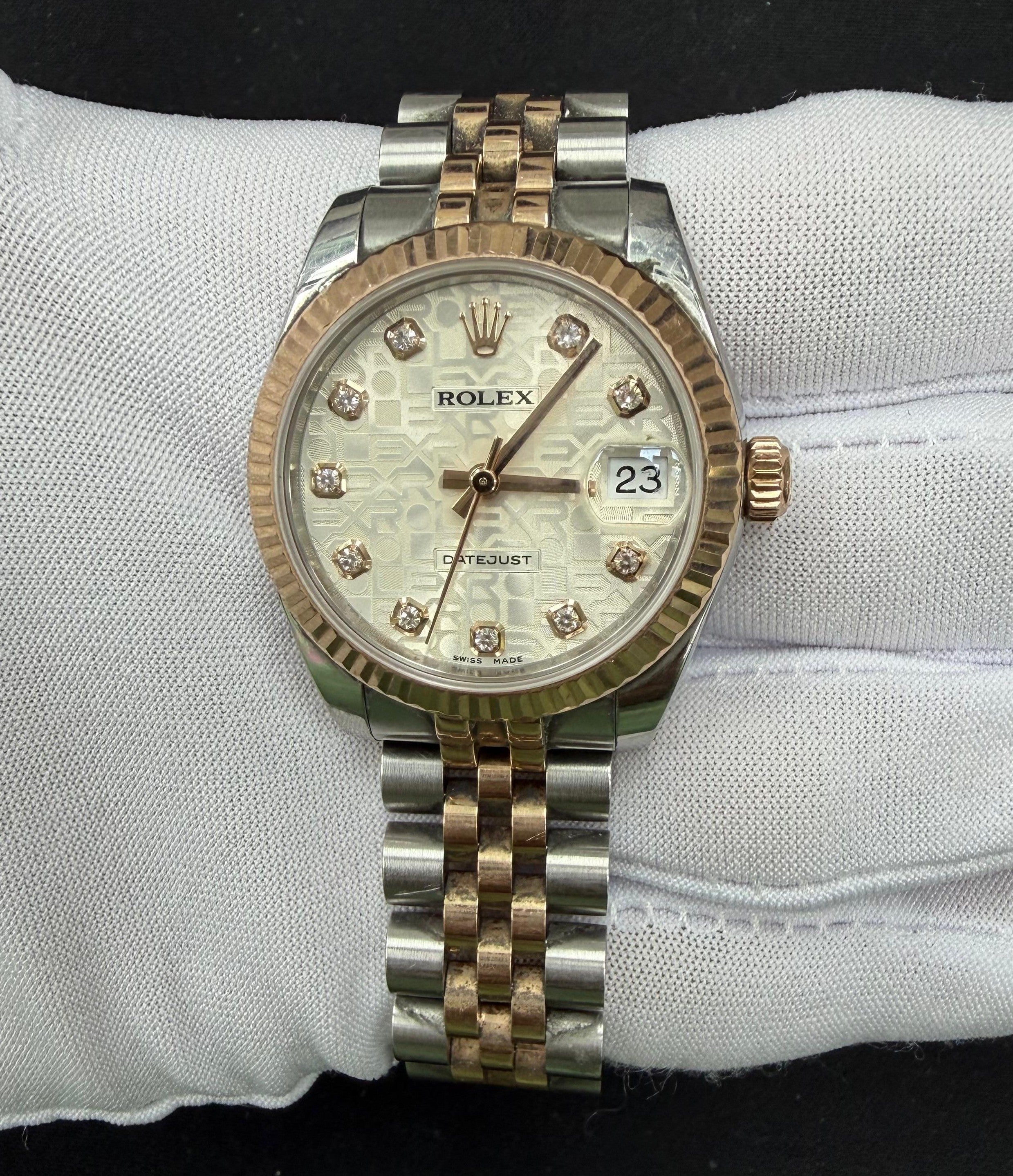Rolex Datejust 31mm Two-Tone 18K Rose Gold & Steel White Diamond Dial Ref. 178271