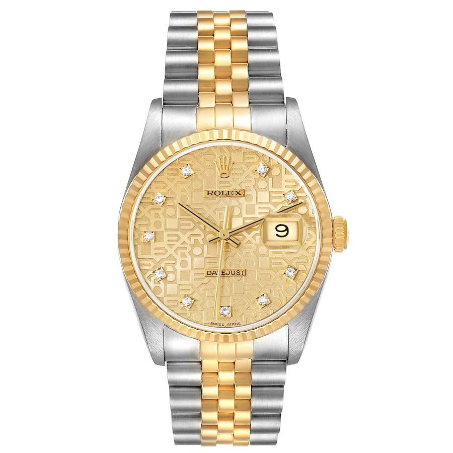 Rolex Datejust 36mm Two-Tone 18K Yellow Gold & Steel Champagne Diamond Dial Ref. 116233