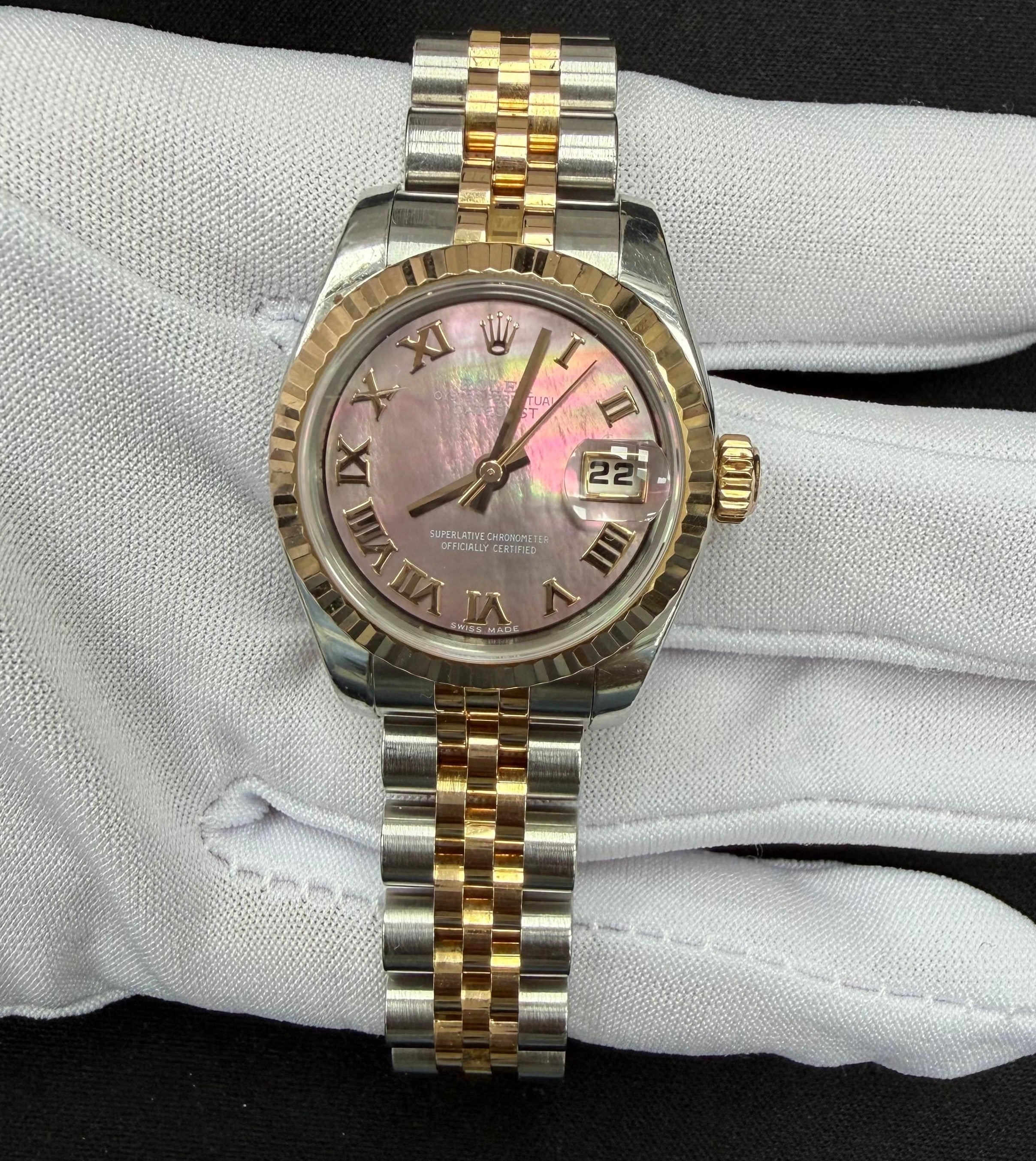Rolex Lady Date Just 26mm Two-Tone 18K Yellow Gold & Steel MOP Roman Dial Ref. 179171