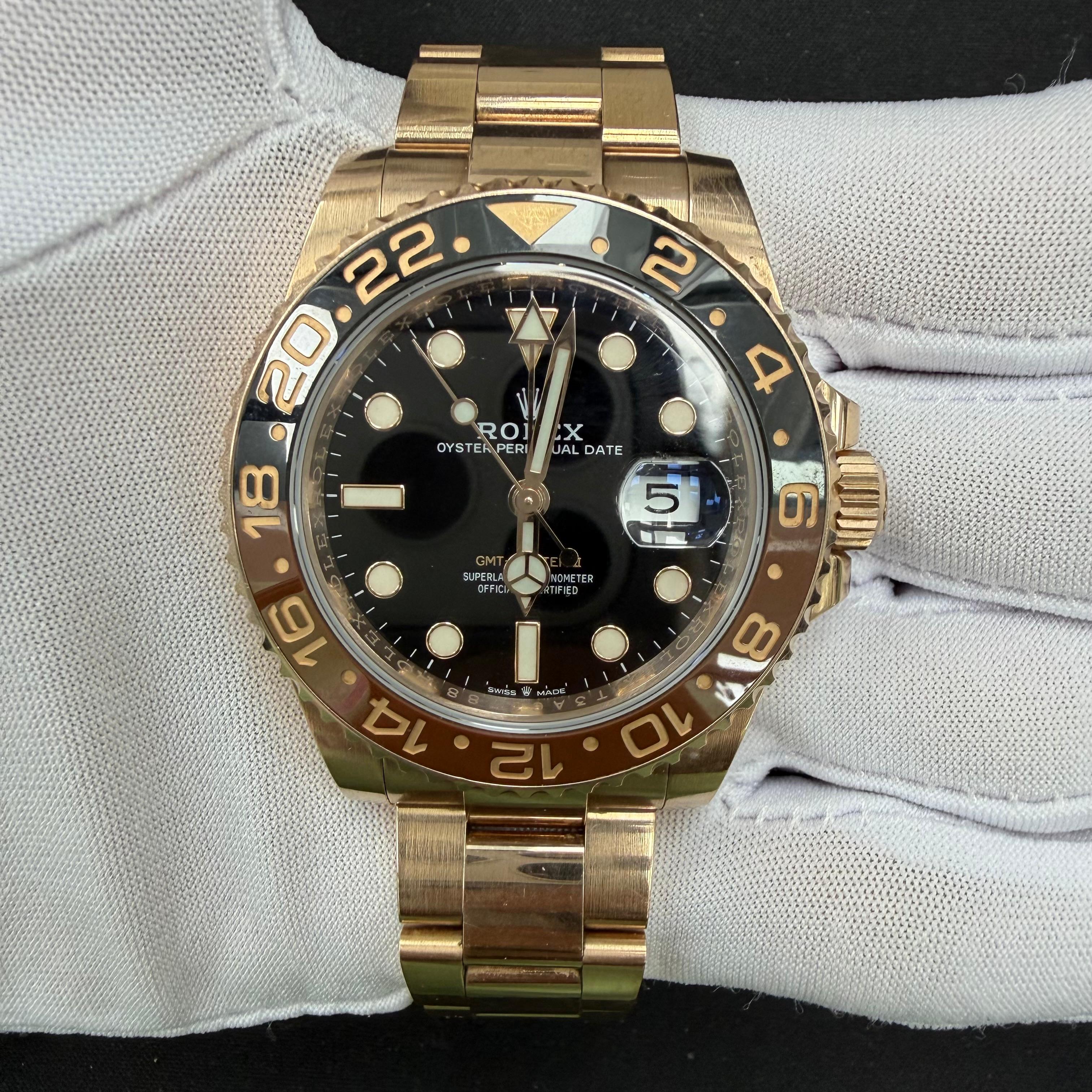 Rolex GMT Master II 40mm 18K Rose Gold Black Dial Ref. 126715CHNR