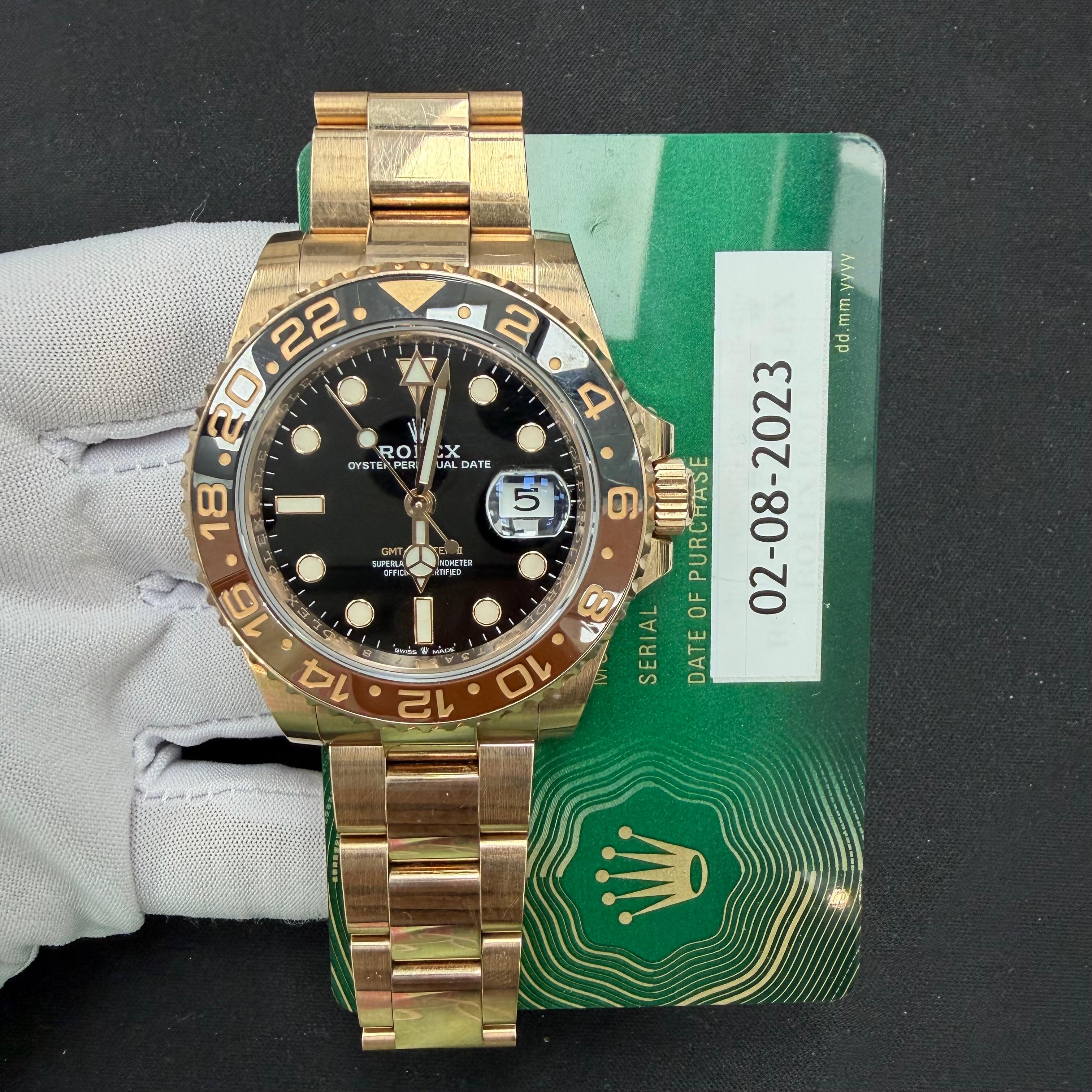 Rolex GMT Master II 40mm 18K Rose Gold Black Dial Ref. 126715CHNR