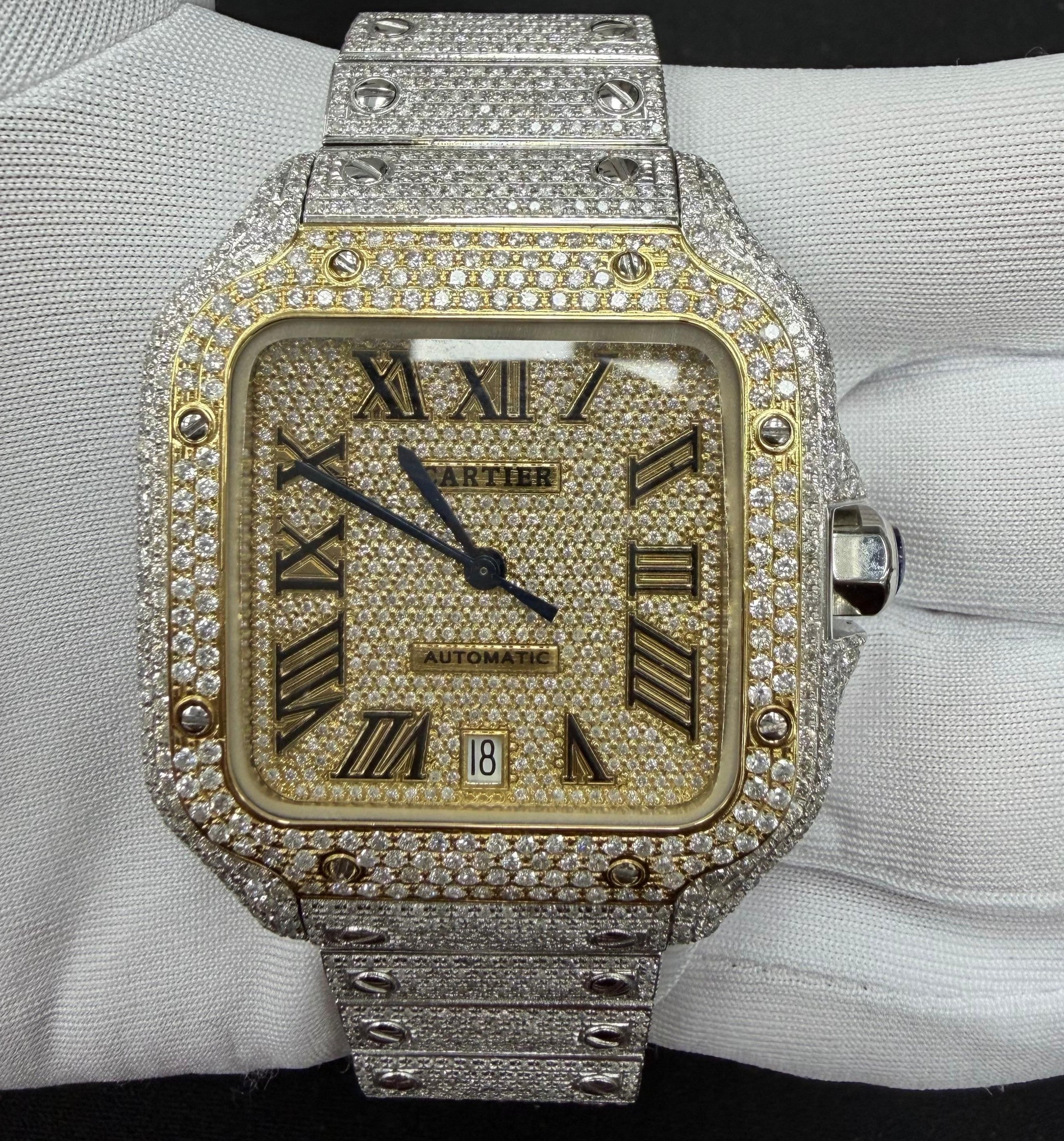 Cartier Santos 40mm Two-Tone 18K Yellow Gold & Steel Roman Diamond Dial Ref. WSSA0009