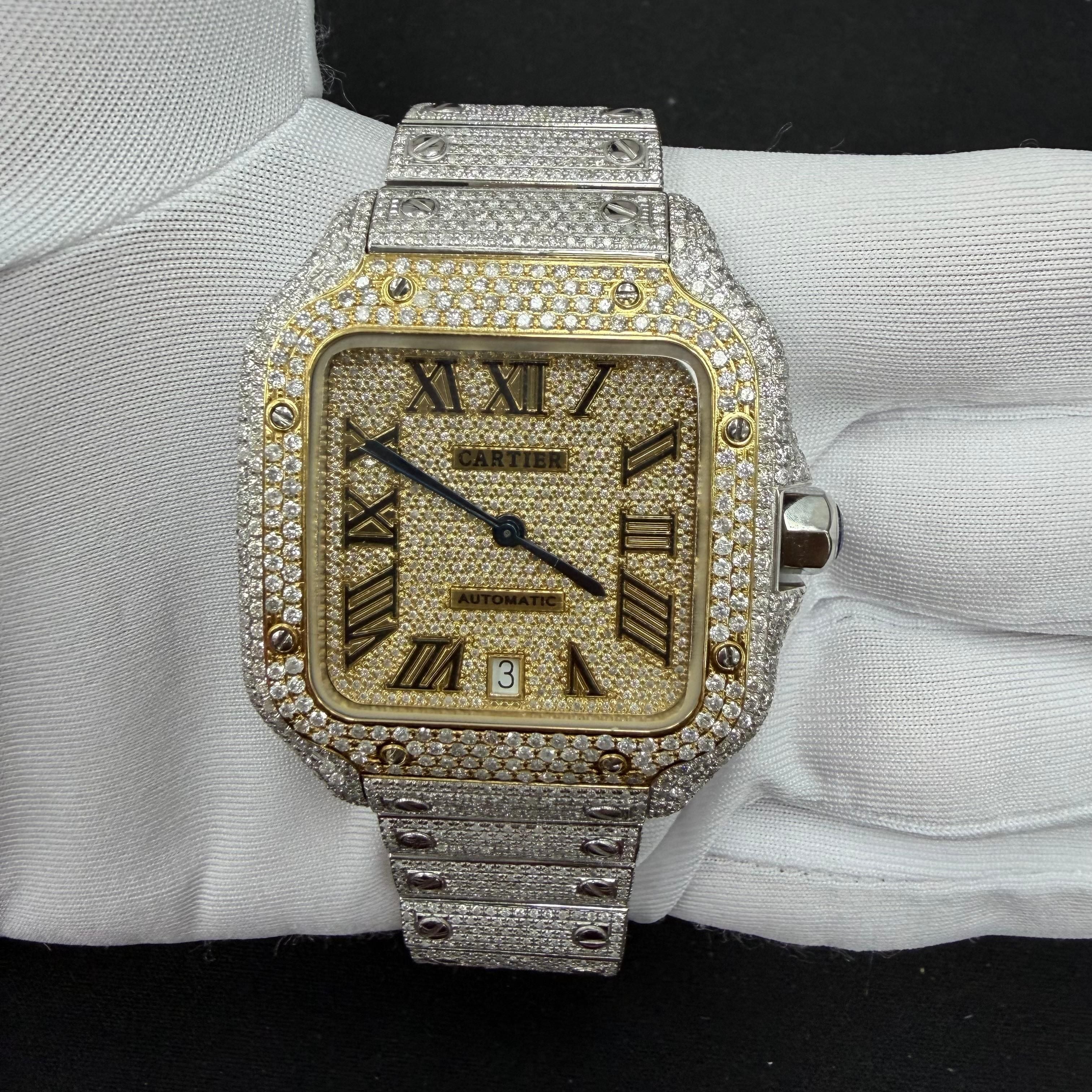 Cartier Santos 40mm Two-Tone 18K Yellow Gold & Steel Roman Diamond Dial Ref. WSSA0009