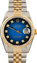 Rolex Datejust 36mm Two-Tone 18K Yellow Gold & Steel Blue Ombre Diamond Dial Ref. 16233