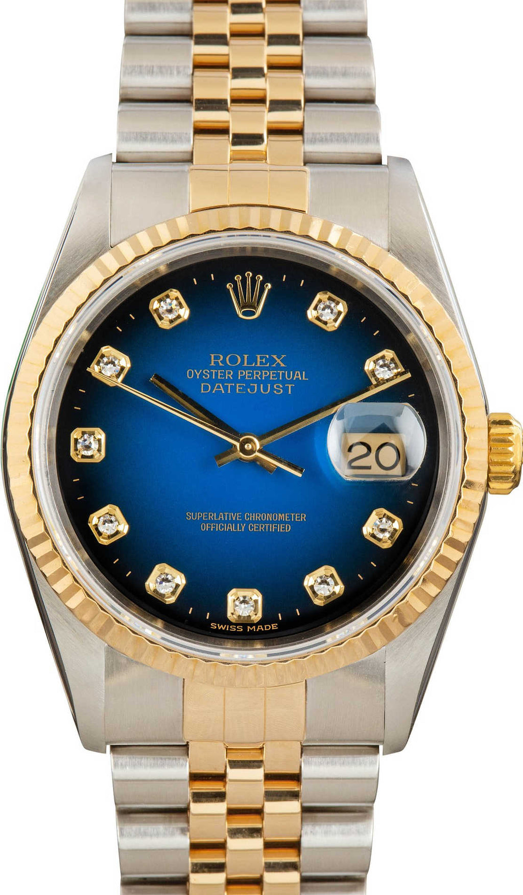 Rolex Datejust 36mm Two-Tone 18K Yellow Gold & Steel Blue Ombre Diamond Dial Ref. 16233