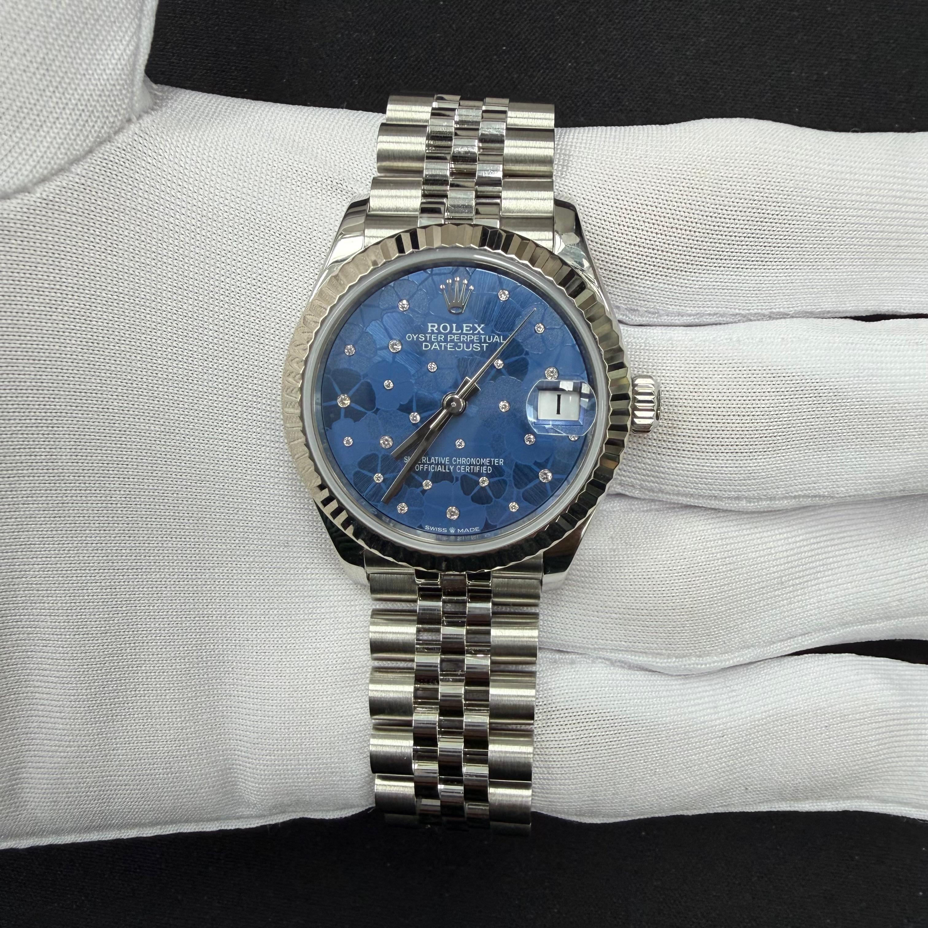 Rolex Datejust 34mm Stainless Steel Blue Azzuro Dial