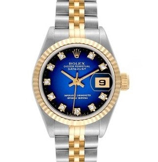 Rolex Lady Date Just 26mm Two-Tone 18K Yellow Gold & Steel Blue Ombre Diamond Dial Ref. 69173