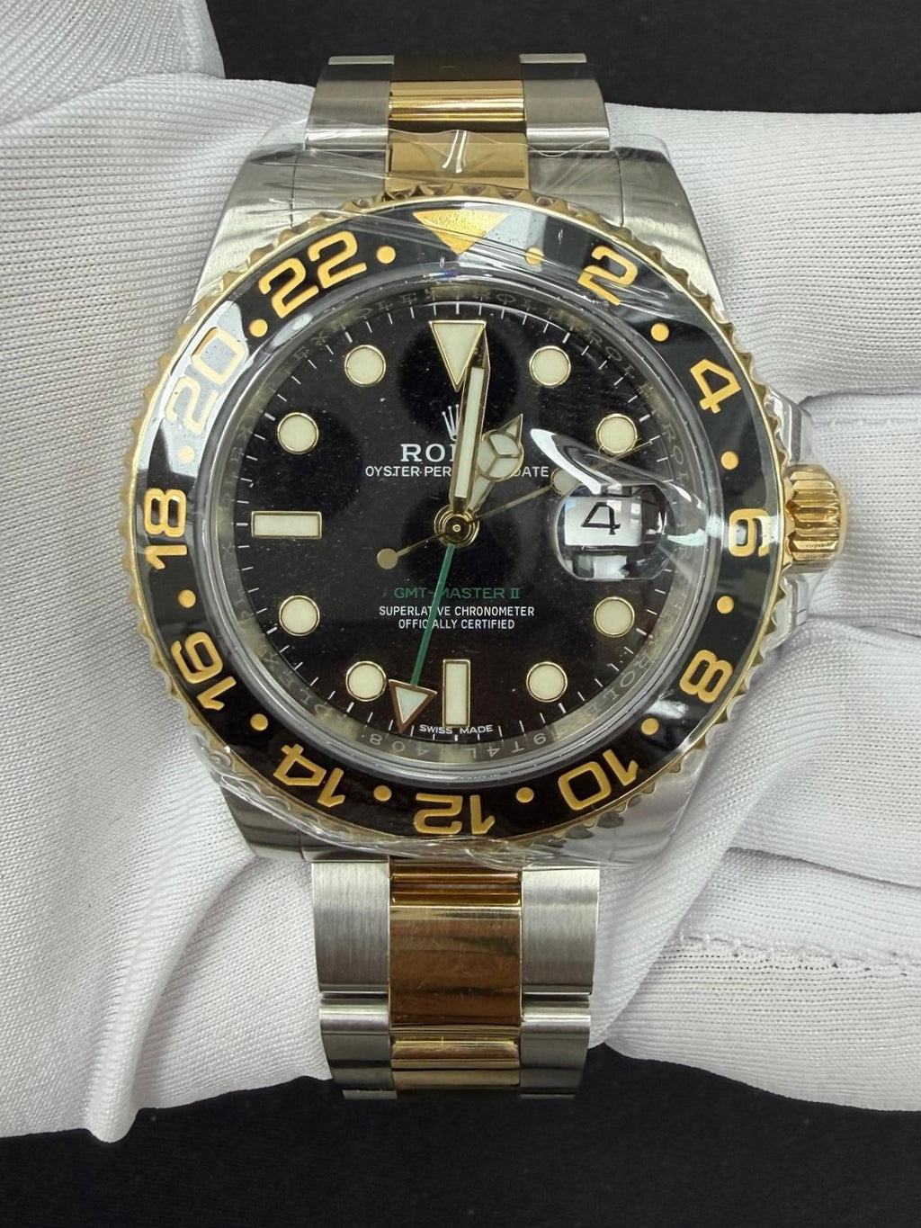 Rolex GMT Master II 40mm Two-Tone 18K Yellow Gold & Steel Black Dial Ref. 116713LN