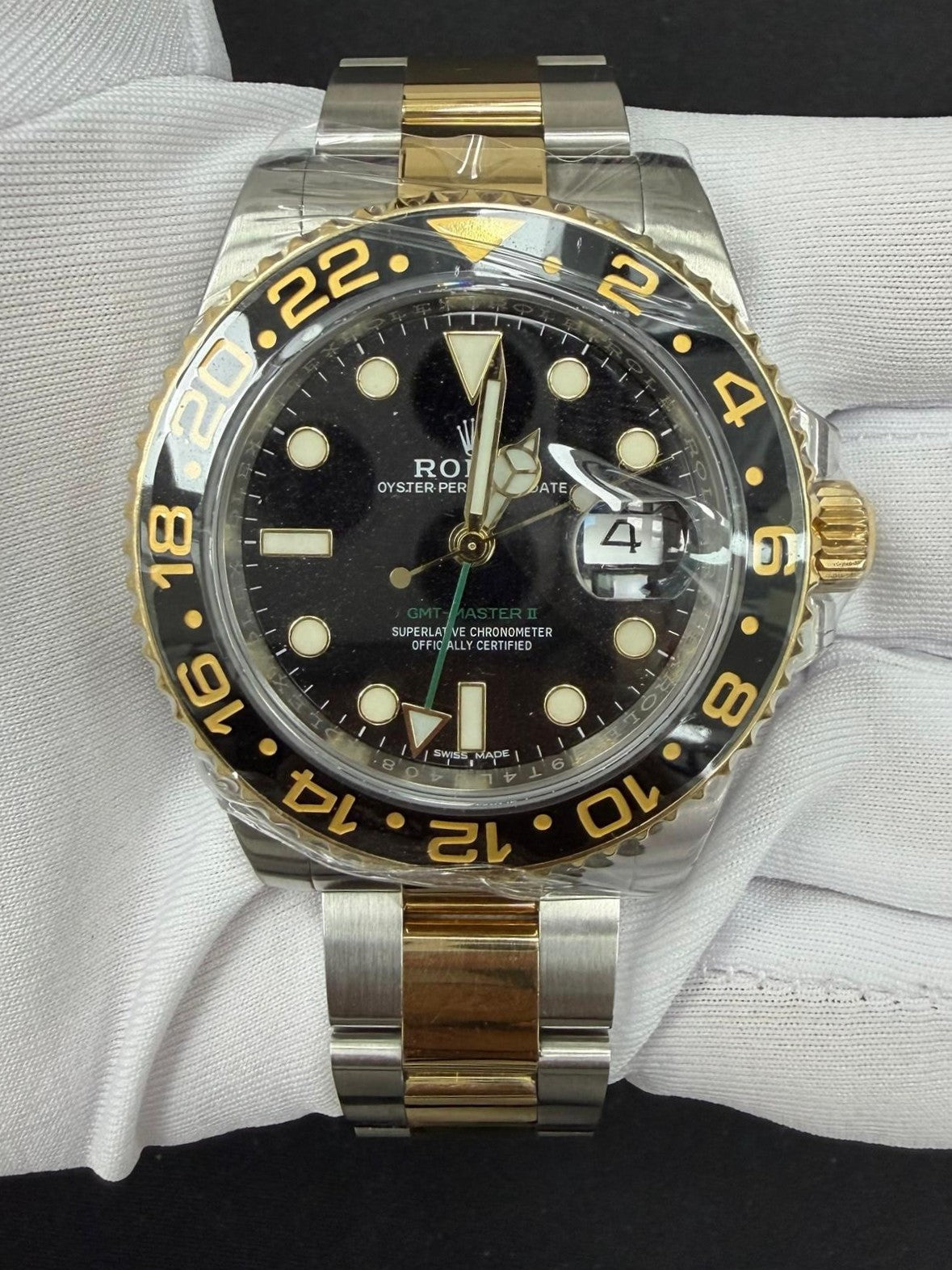 Rolex GMT Master II 40mm Two-Tone 18K Yellow Gold & Steel Black Dial Ref. 116713LN