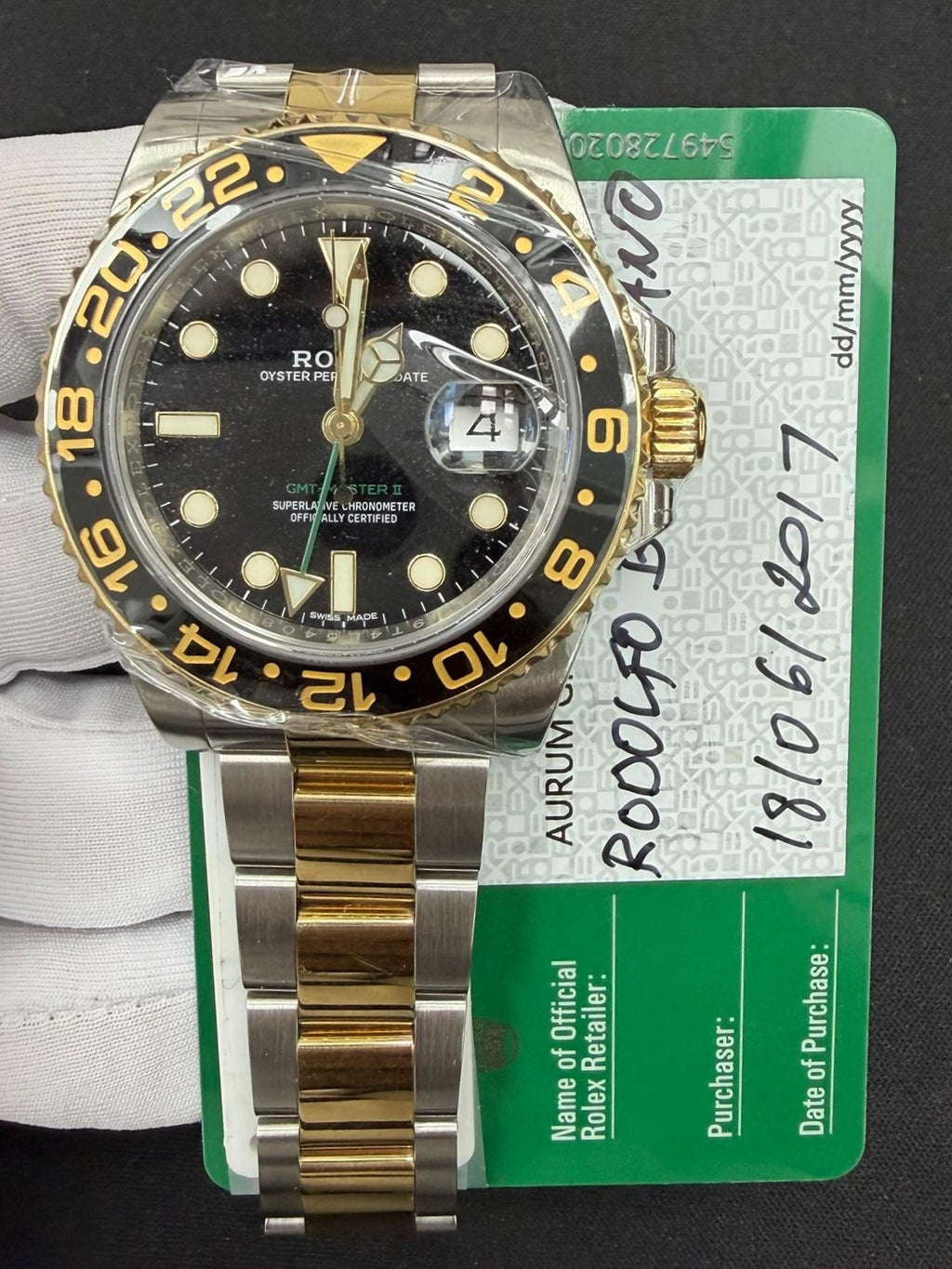 Rolex GMT Master II 40mm Two-Tone 18K Yellow Gold & Steel Black Dial Ref. 116713LN