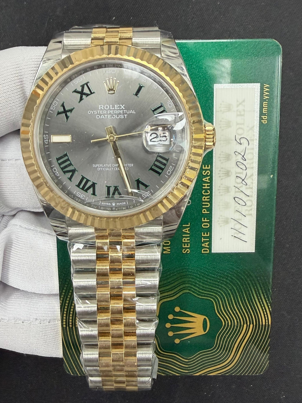 Rolex Datejust 41mm Two-Tone 18K Yellow Gold & Steel Wimbledon Dial Ref. 126333