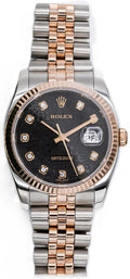 Rolex Datejust 36mm Two-Tone 18K Rose Gold & Steel Black Diamond Dial Ref. 116231