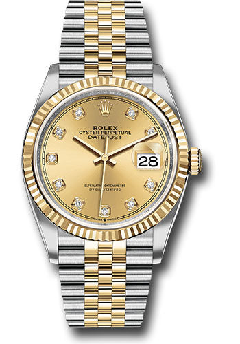 Rolex Datejust 36mm Two-Tone 18K Yellow Gold & Steel Champagne Diamond Dial Ref. 116233
