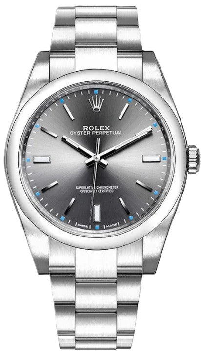 Rolex Oyster Perpetual 39mm Stainless Steel Rhodium Dial Ref. 114300