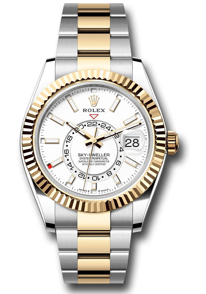 Rolex Sky Dweller 42mm Two-Tone 18K Yellow Gold & Steel White Dial Ref. 326933
