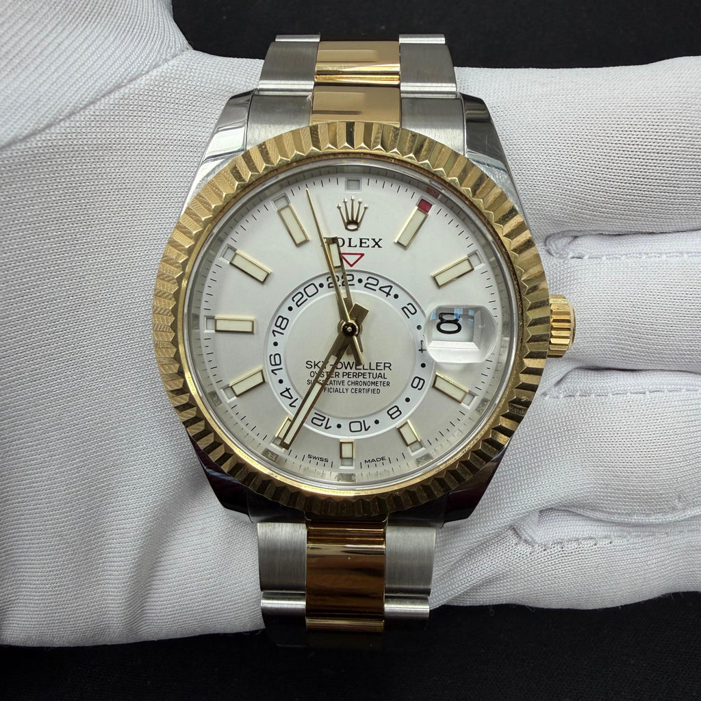 Rolex Sky Dweller 42mm Two-Tone 18K Yellow Gold & Steel White Dial Ref. 326933