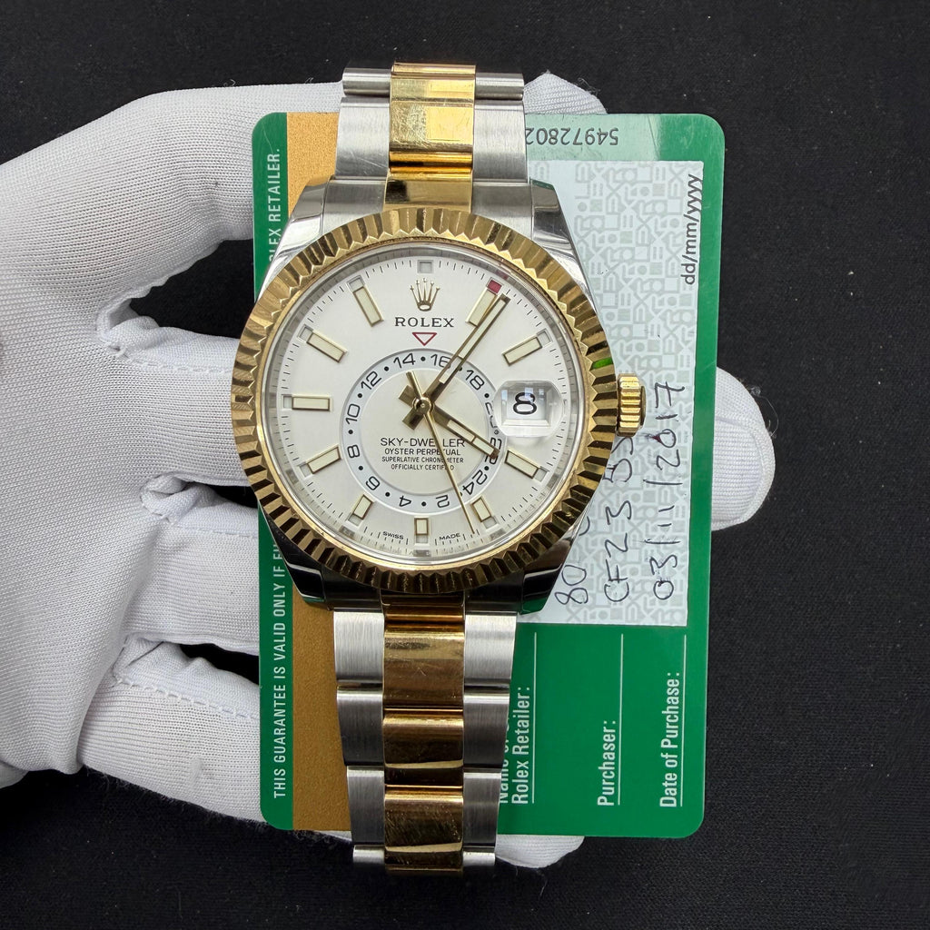 Rolex Sky Dweller 42mm Two-Tone 18K Yellow Gold & Steel White Dial Ref. 326933