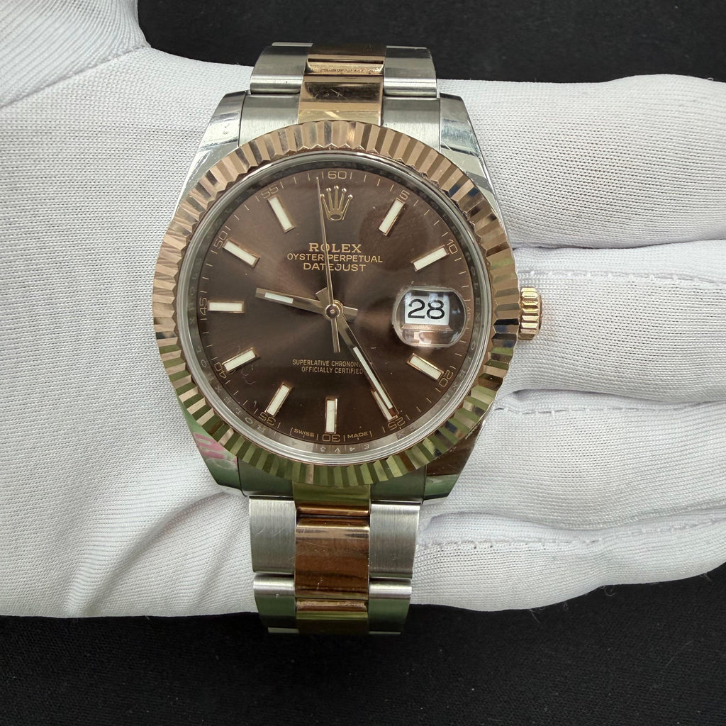 Rolex Datejust 41mm Two-Tone 18K Rose Gold & Steel Chocolate Dial Ref. 126331