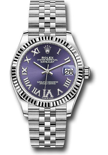 Rolex Datejust 31mm Stainless Steel Aubergine Roman Diamond Dial Ref. 278274