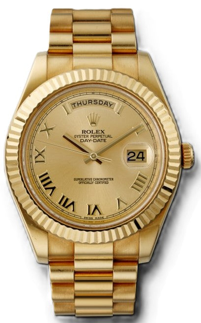 Rolex Day-Date 41mm 18K Yellow Gold Champagne Roman Dial Ref. 218238