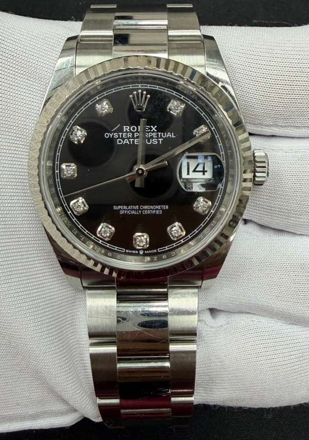 Rolex Datejust 36mm Stainless Steel Black Diamond Dial Ref. 126234