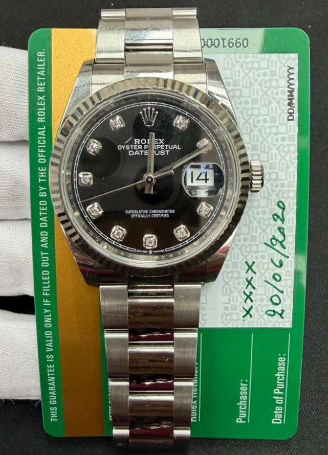 Rolex Datejust 36mm Stainless Steel Black Diamond Dial Ref. 126234