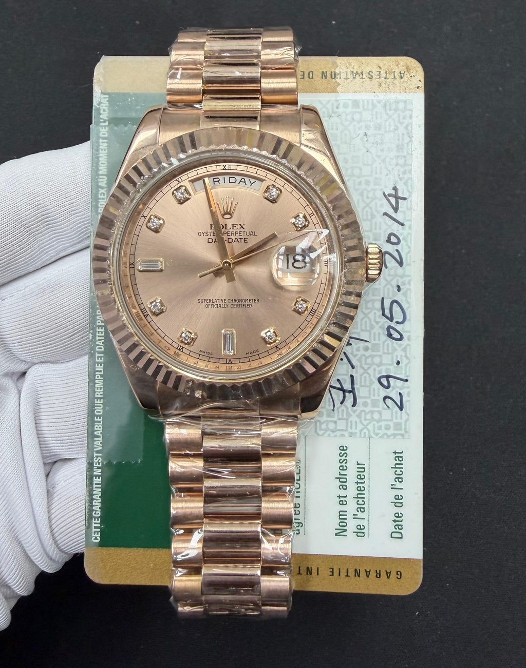 Rolex Day-Date 41mm 18K Rose Gold Pink Diamond Dial Ref. 218235