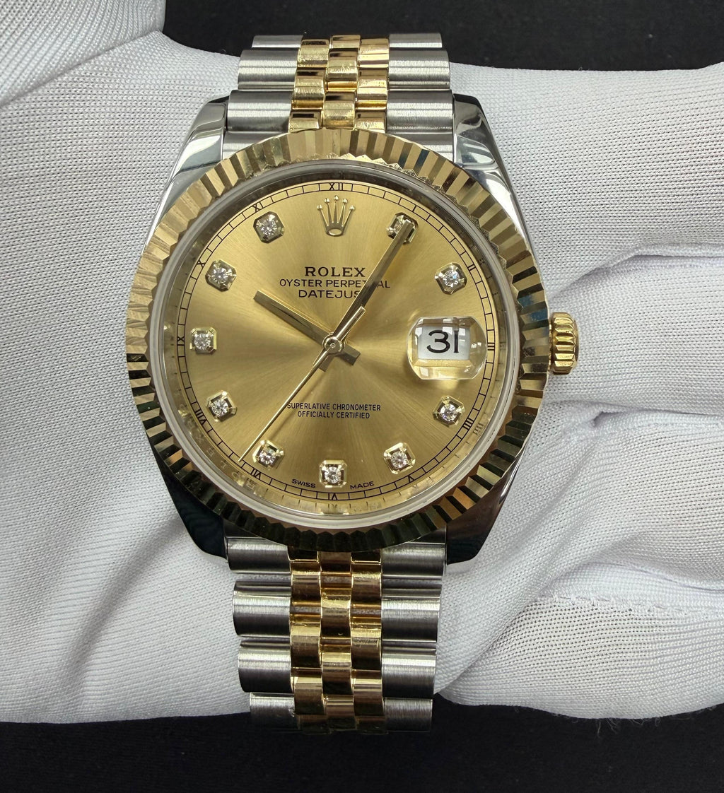 Rolex Datejust 41mm Two-Tone 18K Yellow Gold & Steel Champagne Diamond Dial Ref. 126333