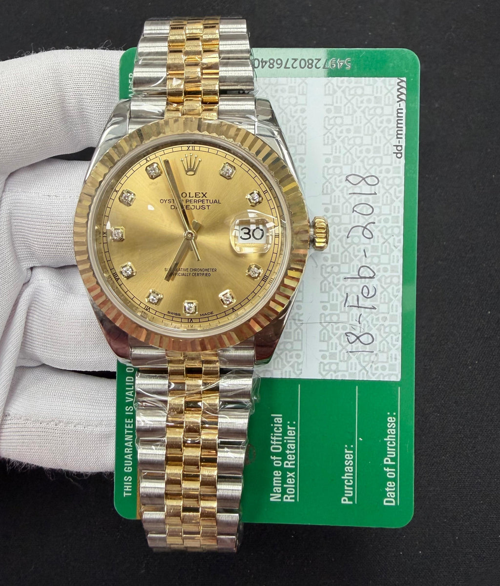 Rolex Datejust 41mm Two-Tone 18K Yellow Gold & Steel Champagne Diamond Dial Ref. 126333
