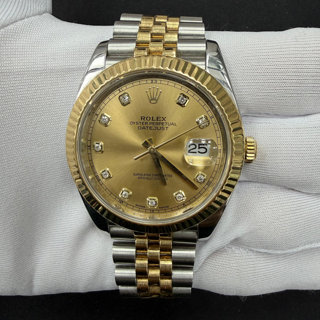 Rolex Datejust 41mm Two-Tone 18K Yellow Gold & Steel Champagne Diamond Dial Ref. 126333