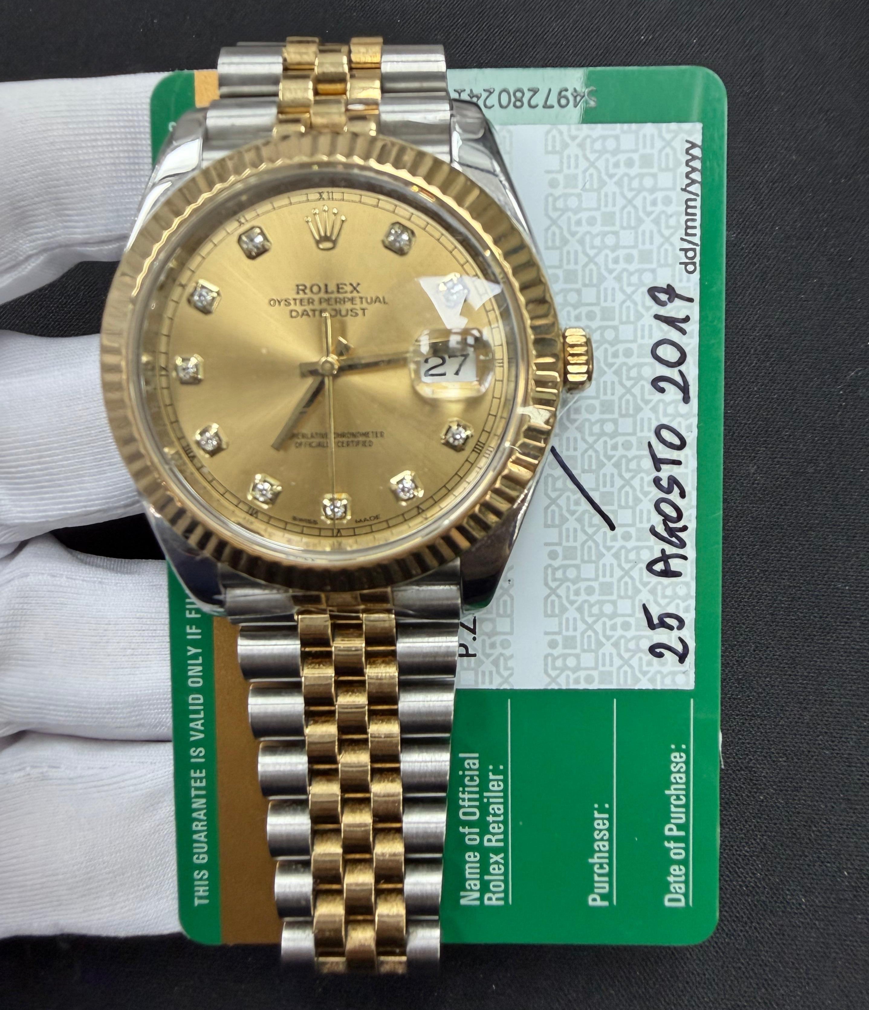 Rolex Datejust 41mm Two-Tone 18K Yellow Gold & Steel Champagne Diamond Dial Ref. 126333