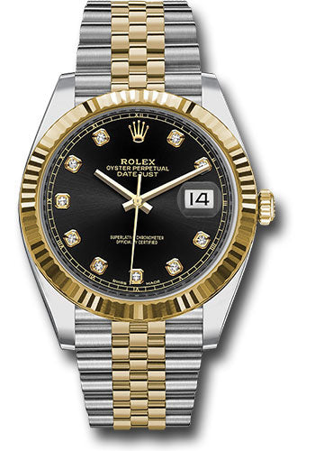 Rolex Datejust 41mm Two-Tone 18K Yellow Gold & Steel Black Diamond Dial Ref. 126333