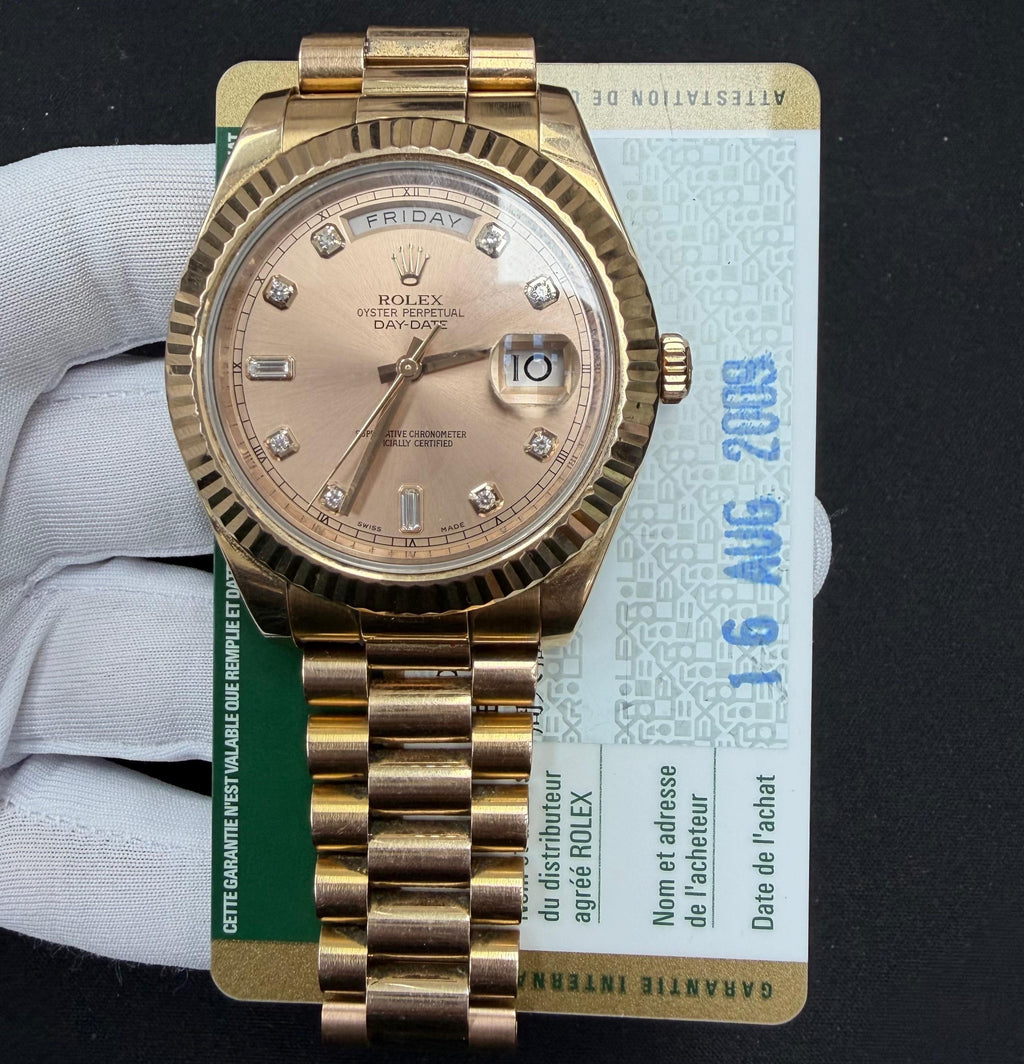 Rolex Day-Date II 41mm 18K Rose Gold Pink Diamond Dial Ref. 218235