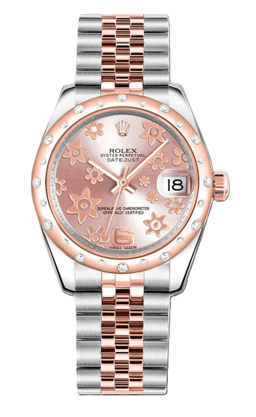 Rolex Datejust 31mm Two-Tone 18K Rose Gold & Steel Pink Floral Dial Ref. 178341