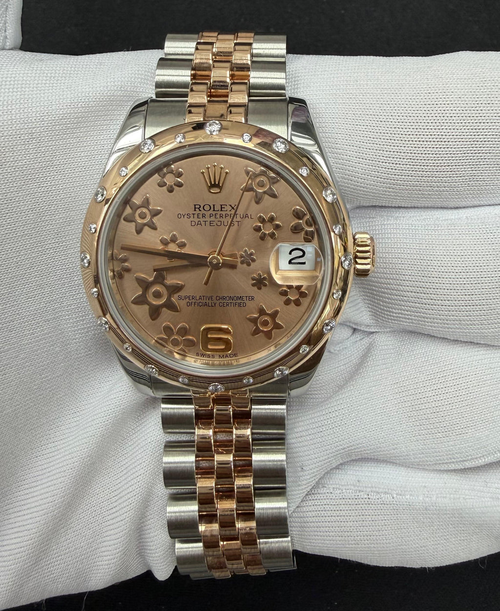 Rolex Datejust 31mm Two-Tone 18K Rose Gold & Steel Pink Floral Dial Ref. 178341