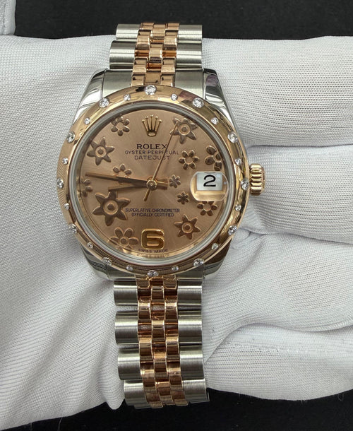 Rolex Datejust 31mm Two-Tone 18K Rose Gold & Steel Pink Floral Dial Ref. 178341