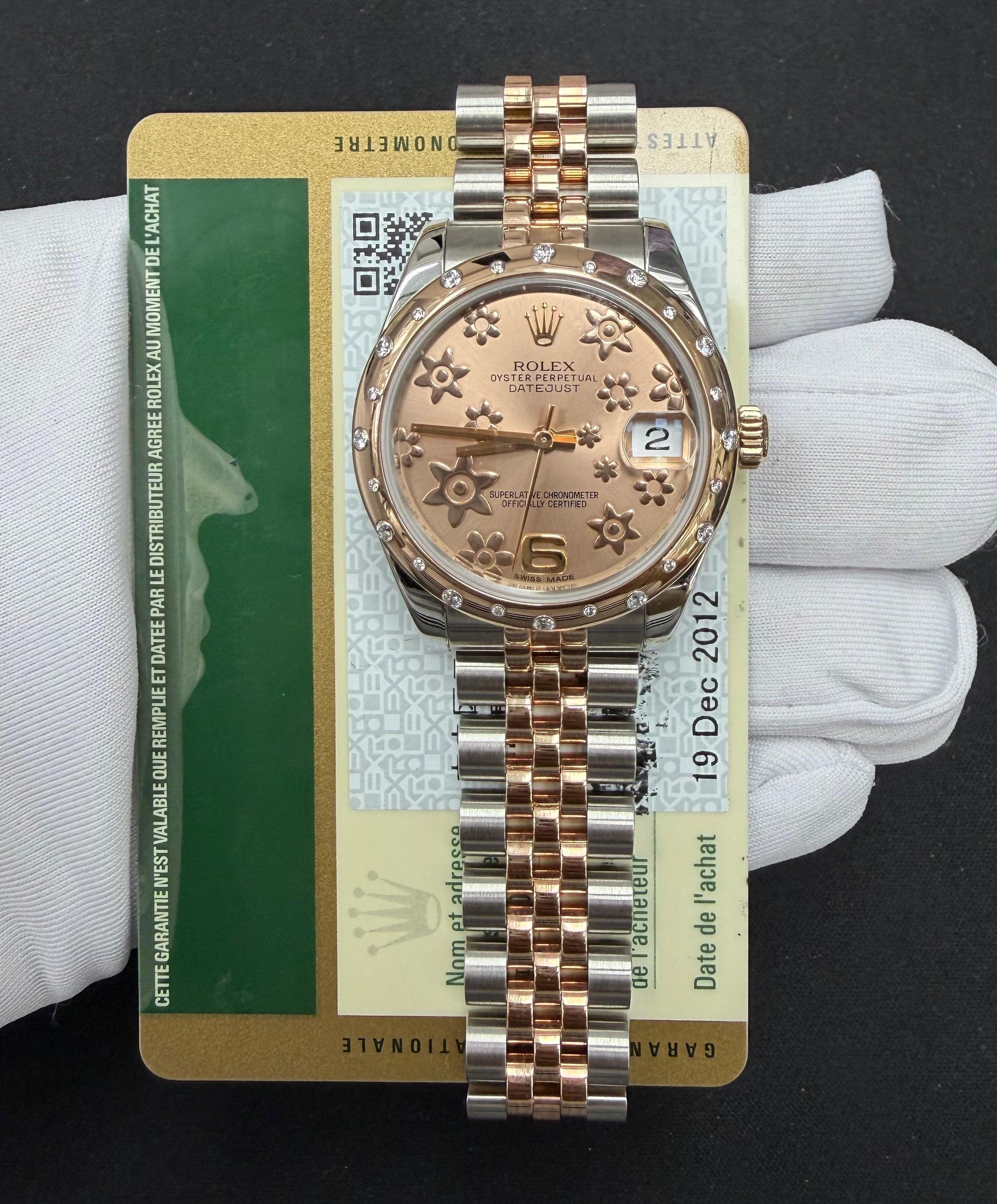 Rolex Datejust 31mm Two-Tone 18K Rose Gold & Steel Pink Floral Dial Ref. 178341