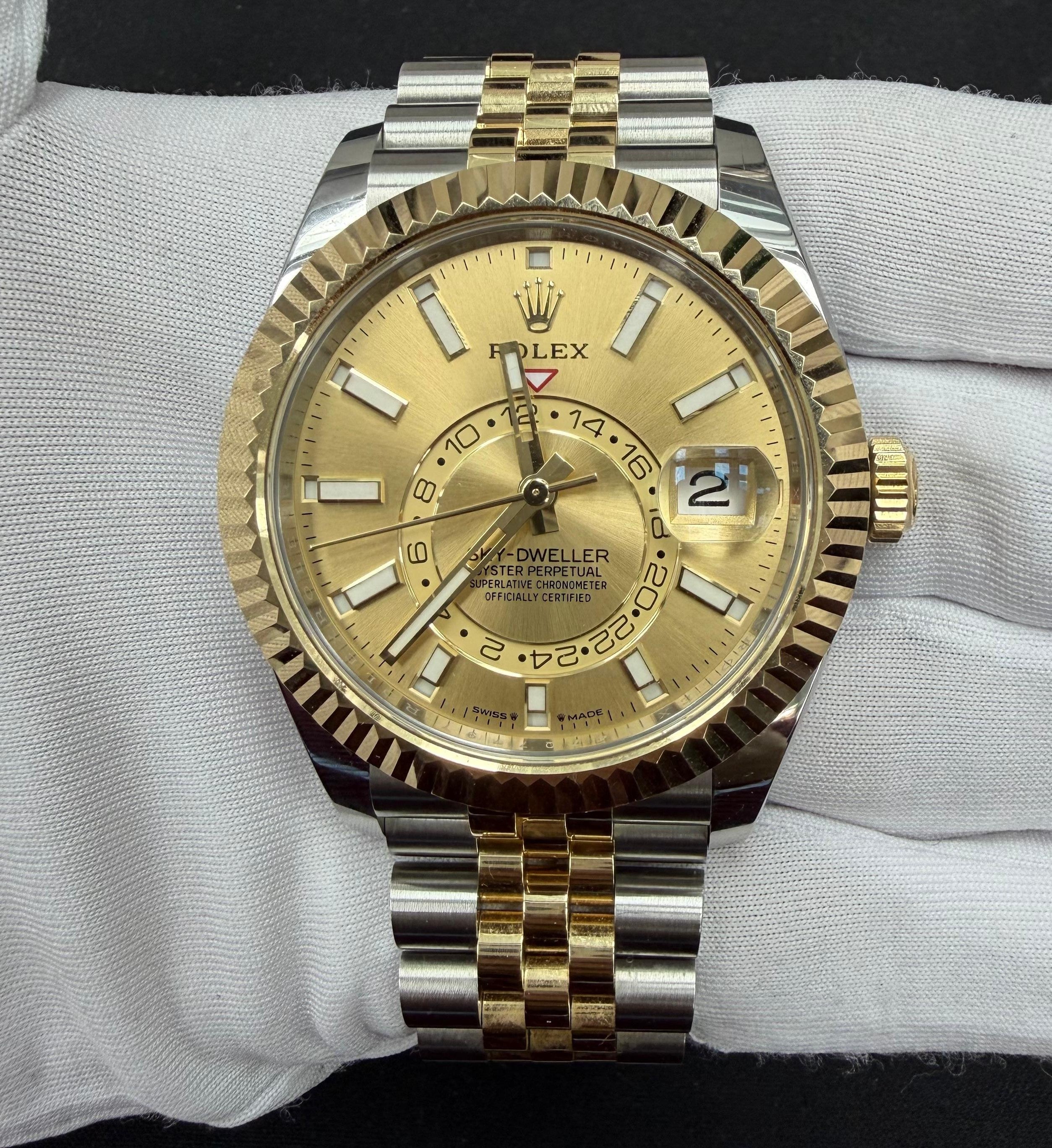 Rolex Sky Dweller 42mm Two-Tone 18K Yellow Gold & Steel Champagne Dial Ref. 336933