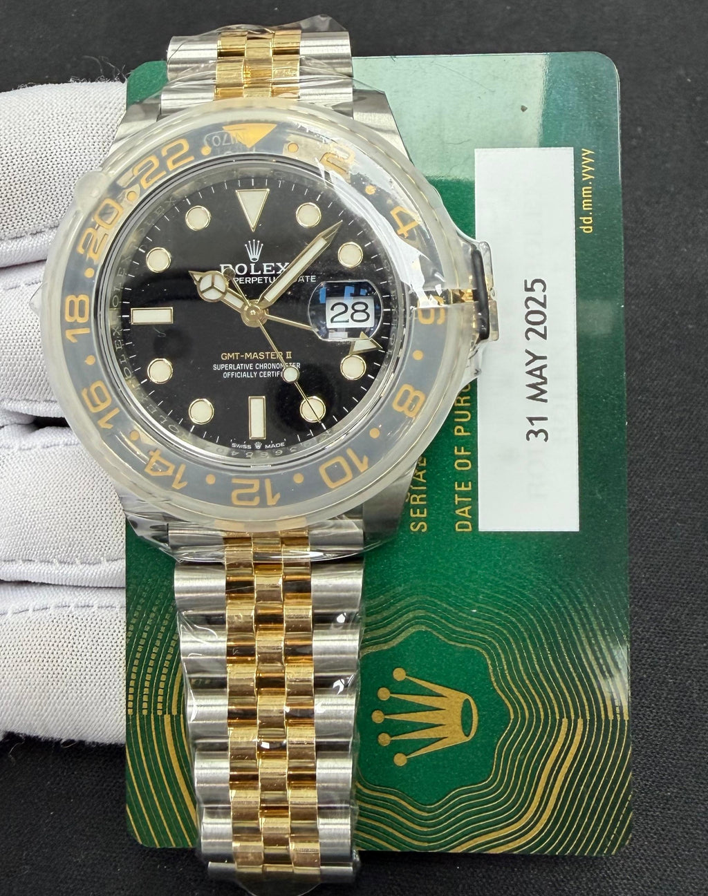 Rolex GMT Master II 40mm Two-Tone 18K Yellow Gold & Steel Black Dial Ref. 126713GRNR
