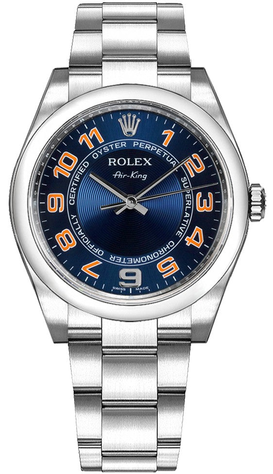 Rolex Air-King 34mm Stainless Steel Blue Arabic Dial Ref. 114200