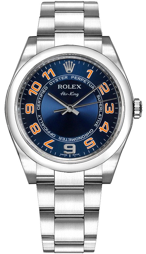 Rolex Air-King 34mm Stainless Steel Blue Arabic Dial Ref. 114200