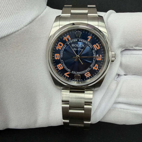 Rolex Air-King 34mm Stainless Steel Blue Arabic Dial Ref. 114200