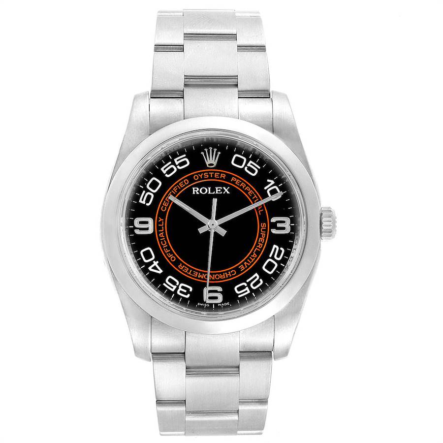 Rolex Oyster Perpetual 36mm Stainless Steel Black Orange Concentric Dial Ref. 116000