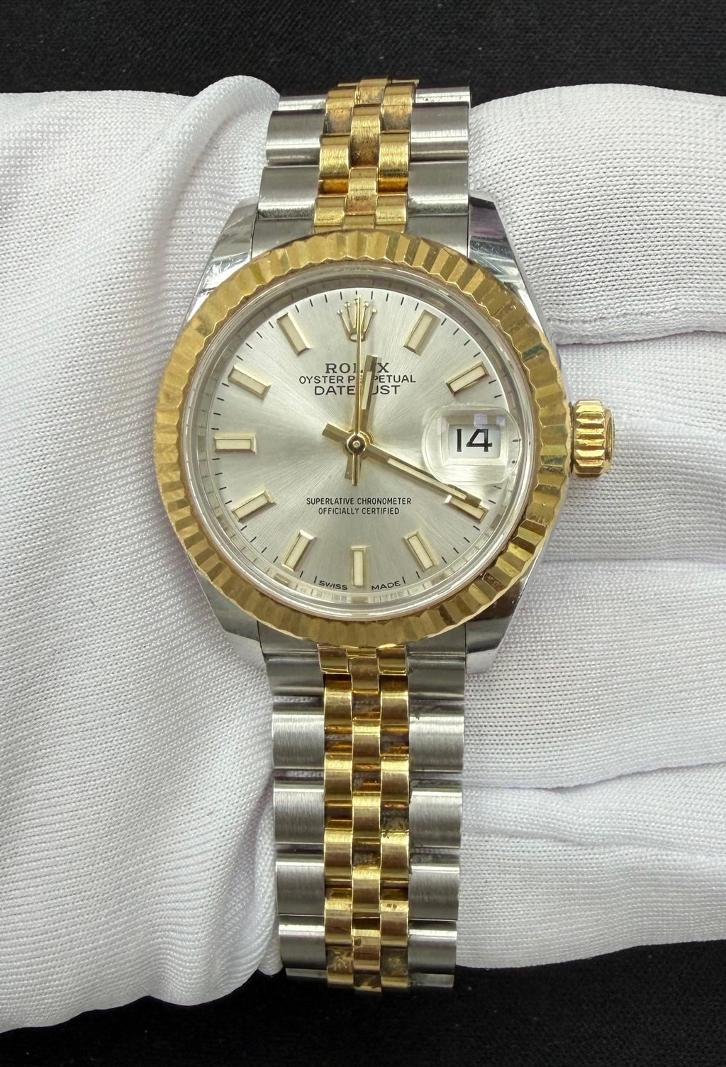 Rolex Lady Date Just 28mm Two-Tone 18K Yellow Gold & Steel White Dial Ref. 279173