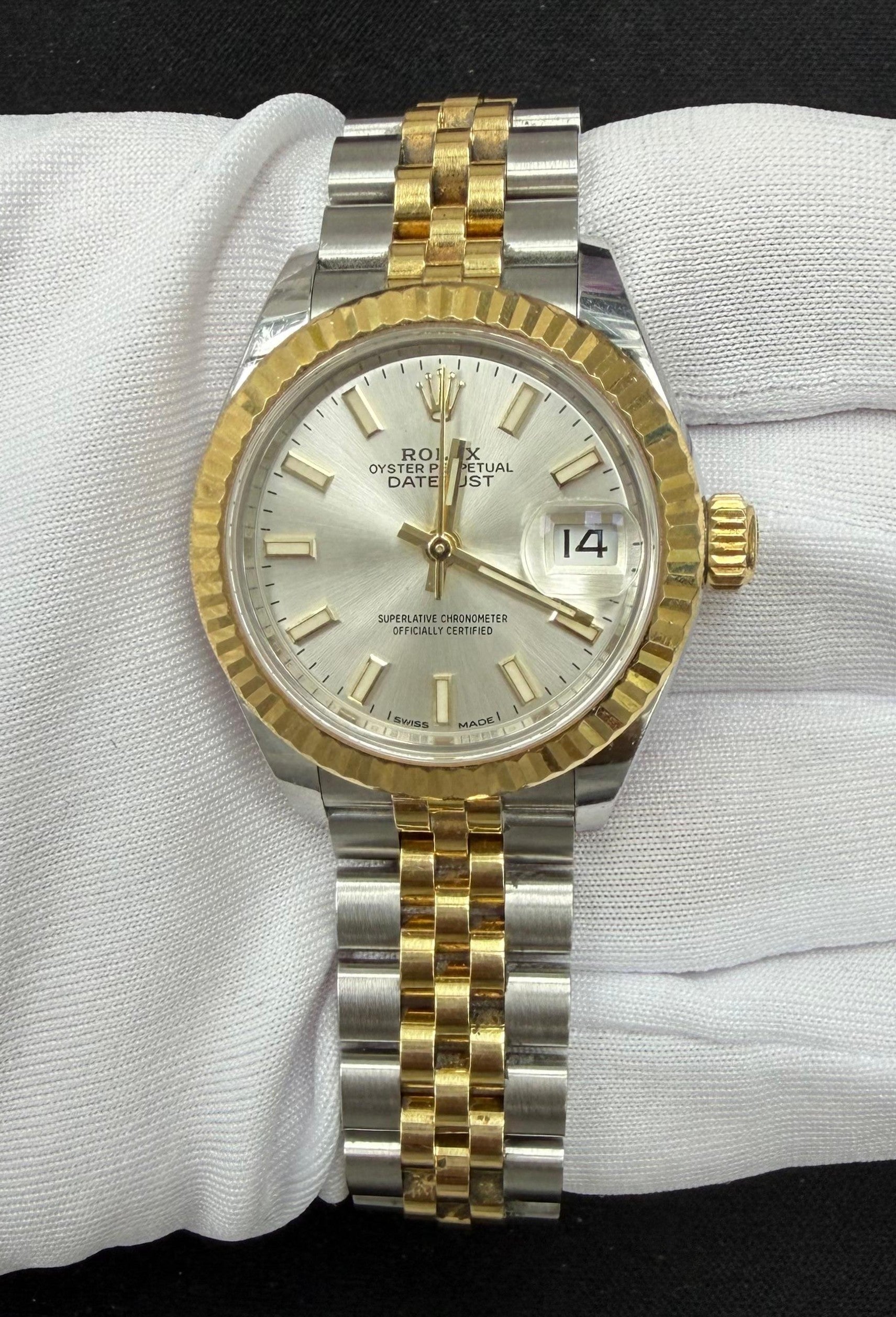 Rolex Lady Date Just 28mm Two-Tone 18K Yellow Gold & Steel White Dial Ref. 279173