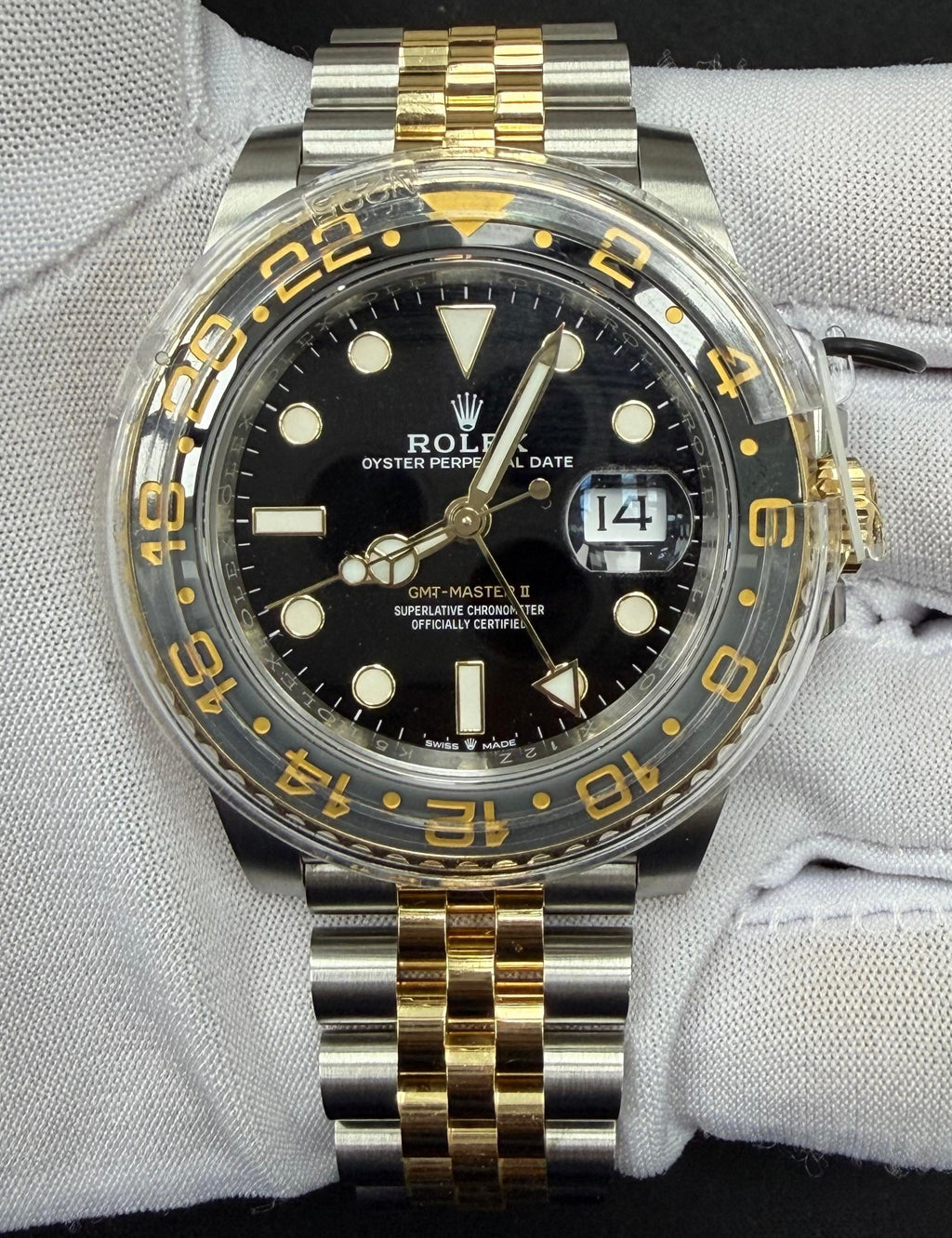 Rolex GMT Master II 40mm Two-Tone 18K Yellow Gold & Steel Black Dial Ref. 126713GRNR