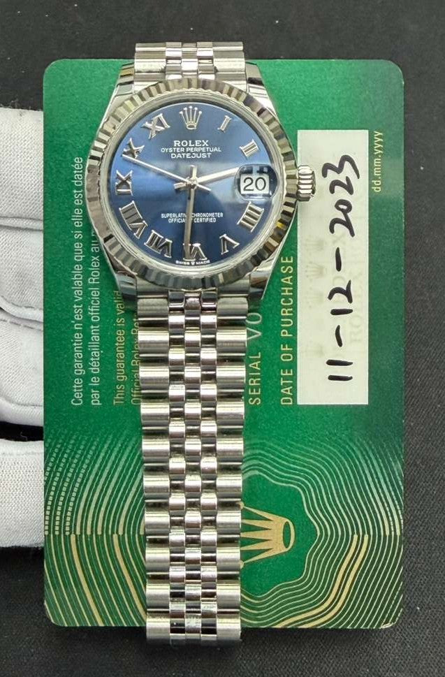 Rolex Datejust 31mm Stainless Steel Blue Roman Dial Ref. 278274