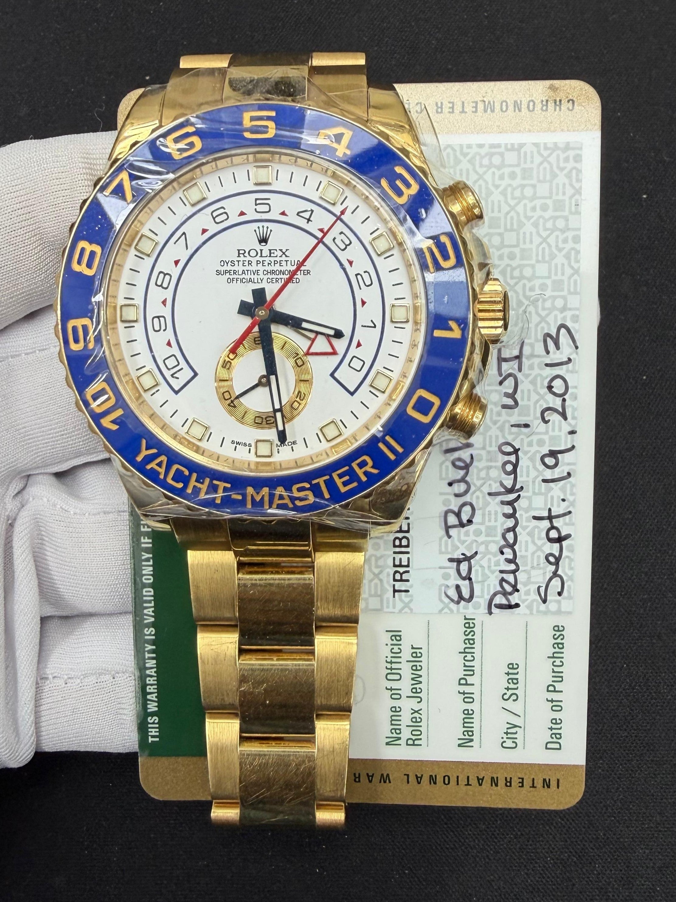 Rolex Yacht-Master II 44mm 18K Yellow Gold White Dial Ref. 116688