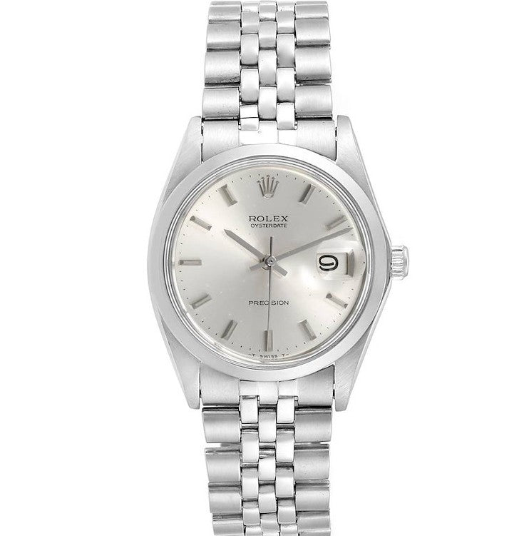 Rolex Oysterdate 34mm Stainless Steel Silver Dial