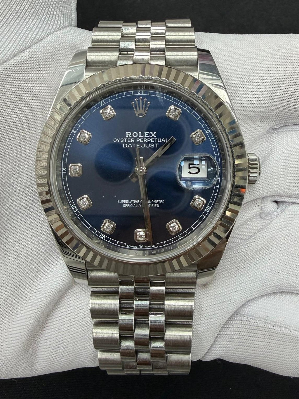 Rolex Datejust 41mm Stainless Steel Blue Diamond Dial Ref. 126334